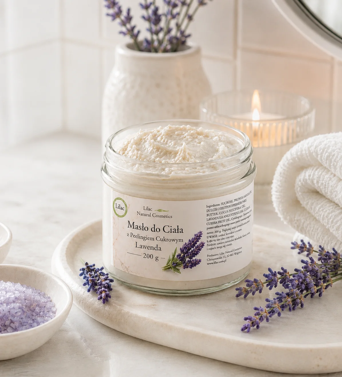 Masło peeling cukrowy do ciała Lawenda 200 g